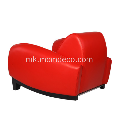 Црвен кожен стол за салонки Франц Ромеро Бугати